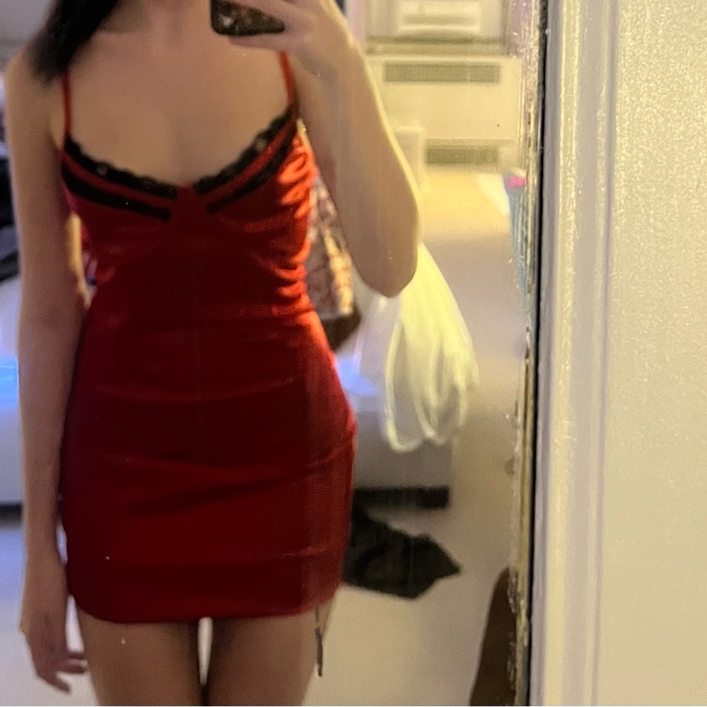 Dolls Kill Red and Black Lace Minidress